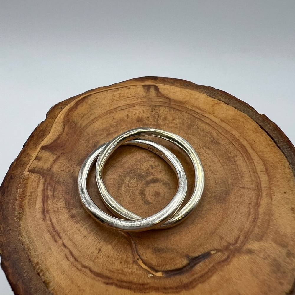 Sterling Silver Double Interlocking Rings -Size 8… - image 2